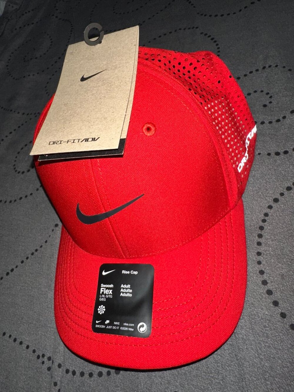 NIKE FLEX SWOOSH DRI FIT ADV #657 RED RISE HAT SIZE L/XL UNISEX NWT $34.00